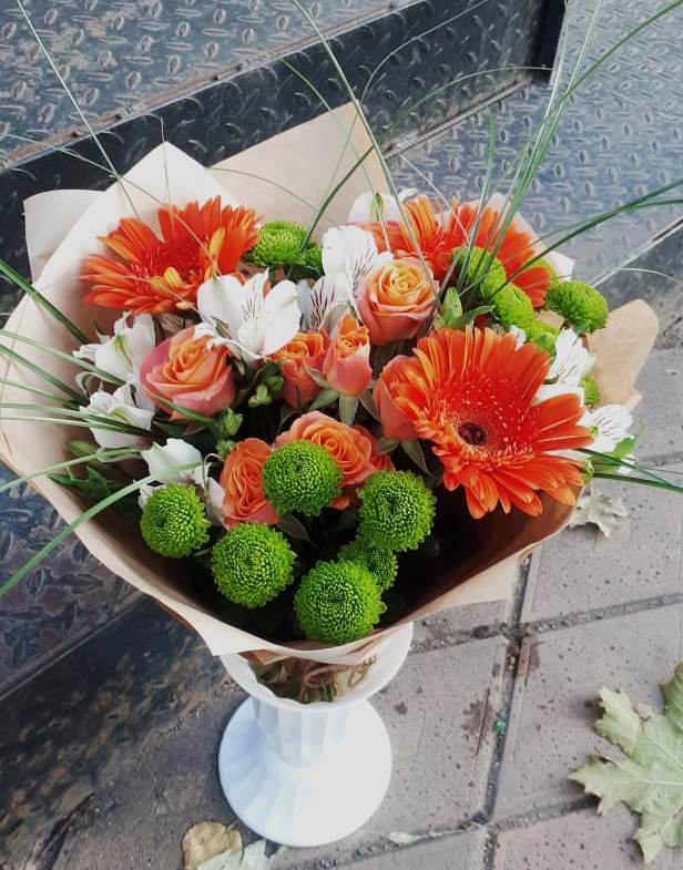 Букет цветов из: Герберы, Хризантемы, Альстромерии и Розы в Костерево
