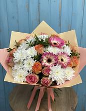 Букет цветов из:  Розы, Герберы и Хризантемы в Костерево