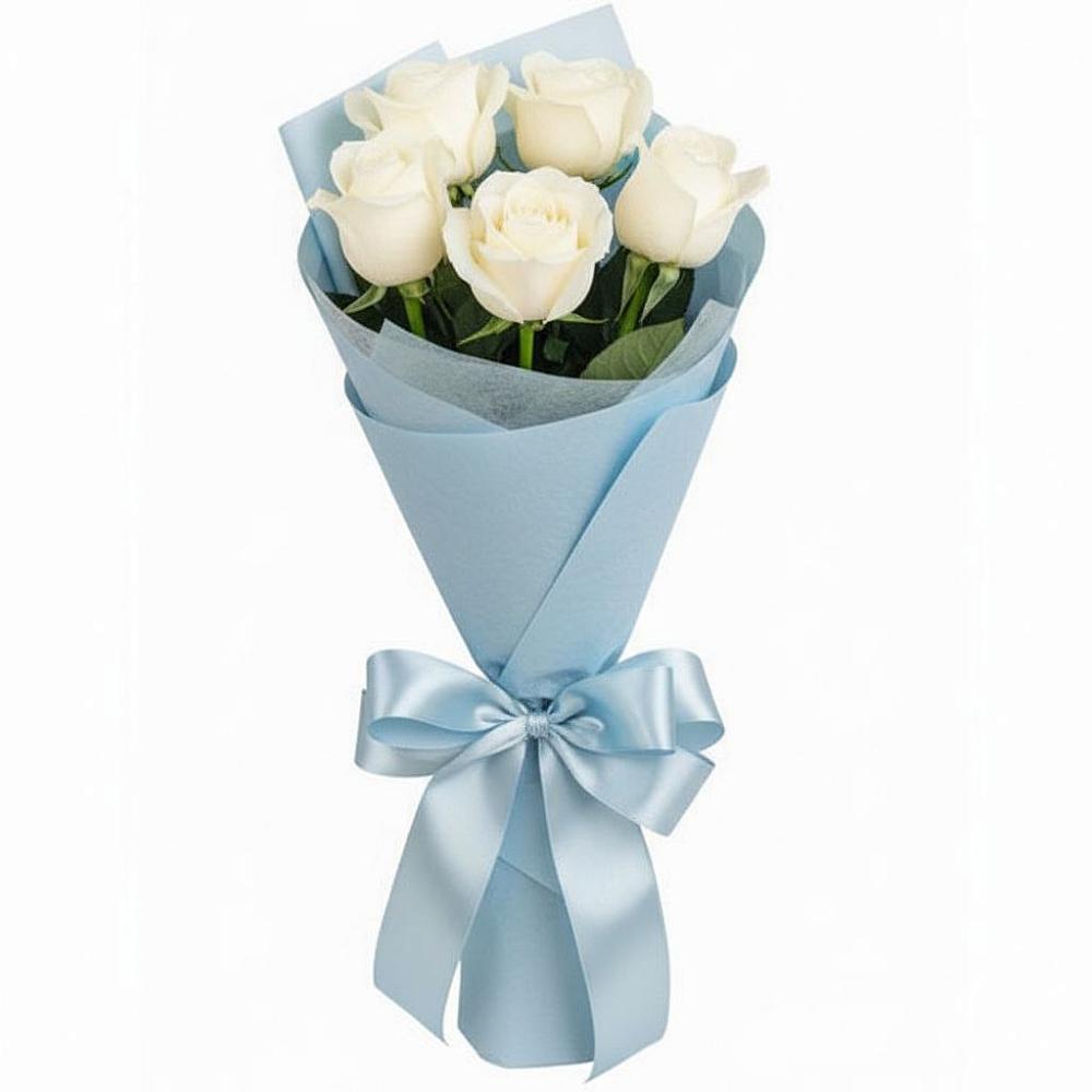 Букет 5 Белых роз Проуд в Костерево