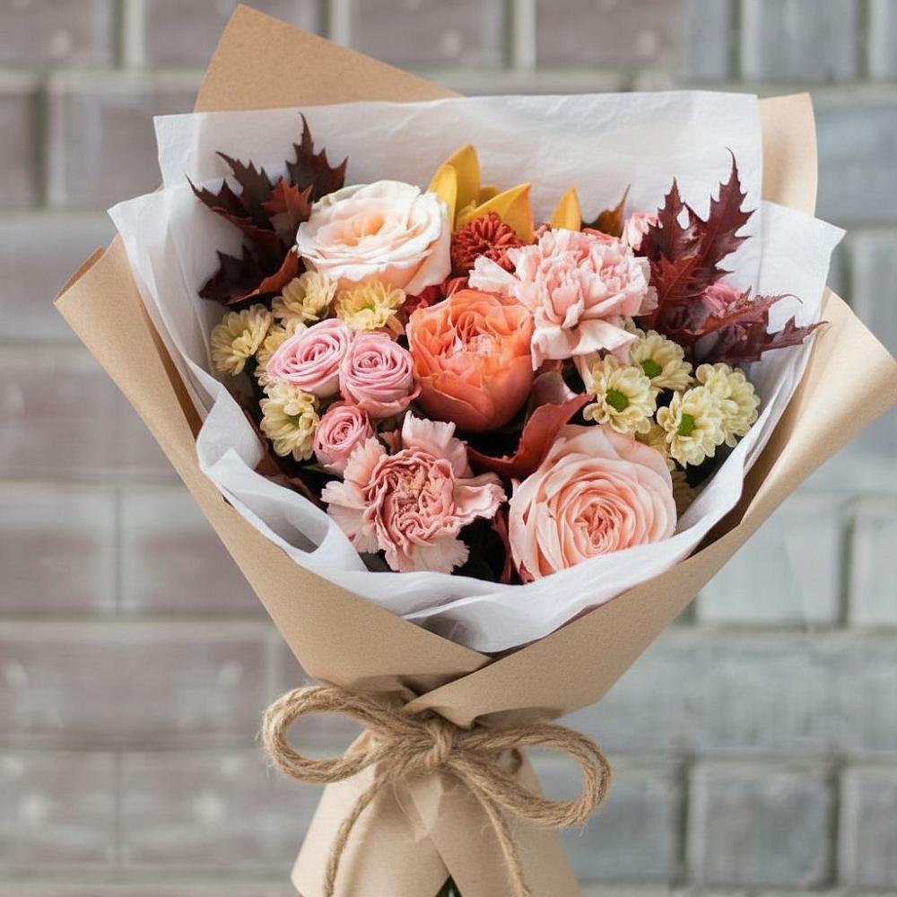 Букет цветов из: Гвоздики, Хризантемы и Розы в Костерево