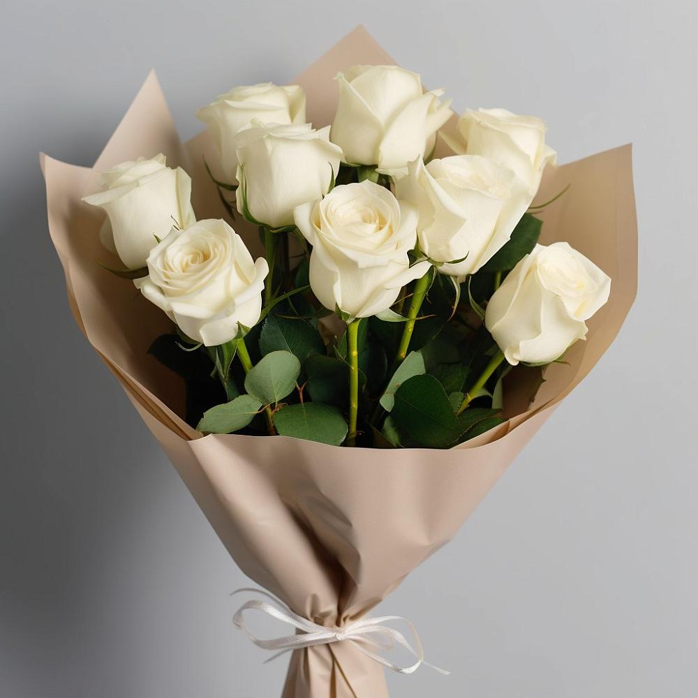 Букет 9 Белых роз Эдлесс Лав в Костерево