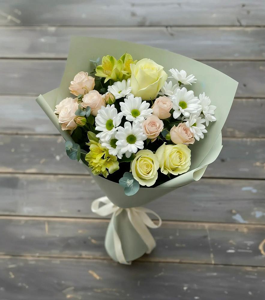 Букет цветов из: Альстромерии, Розы и Хризантемы в Костерево