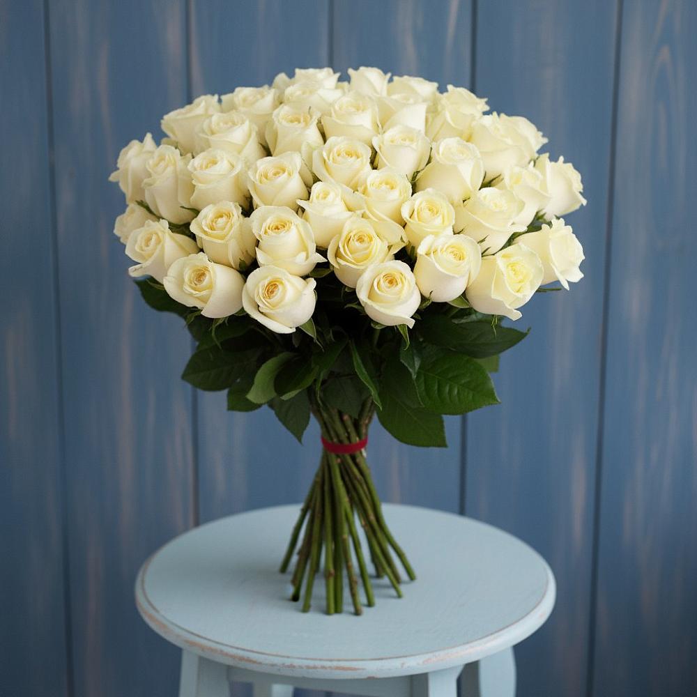 Букет 51 Белая роза Эдлесс Лав в Костерево