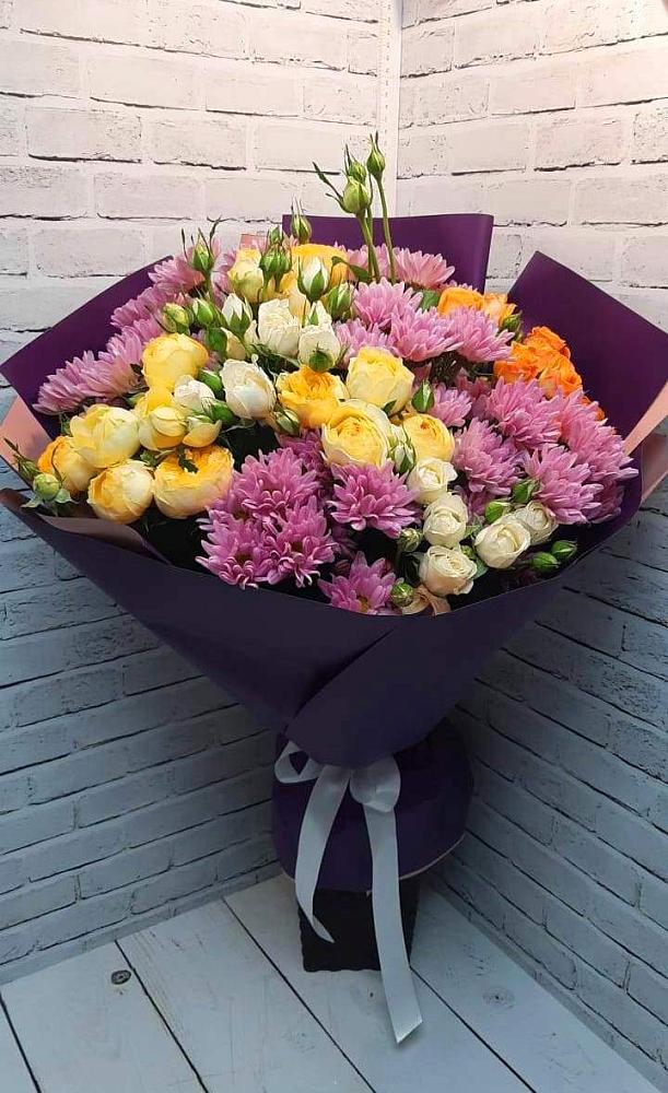 Букет цветов из: Хризантемы и Розы в Костерево