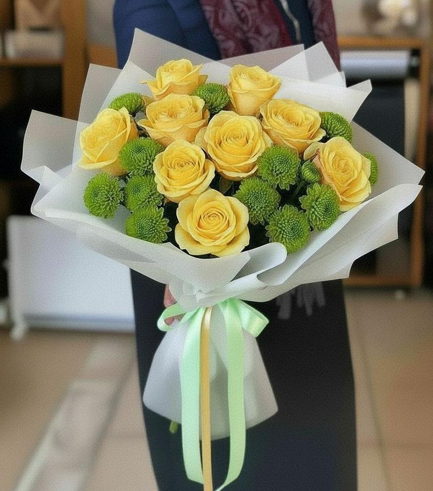 Букет цветов из: Хризантемы и Розы в Костерево