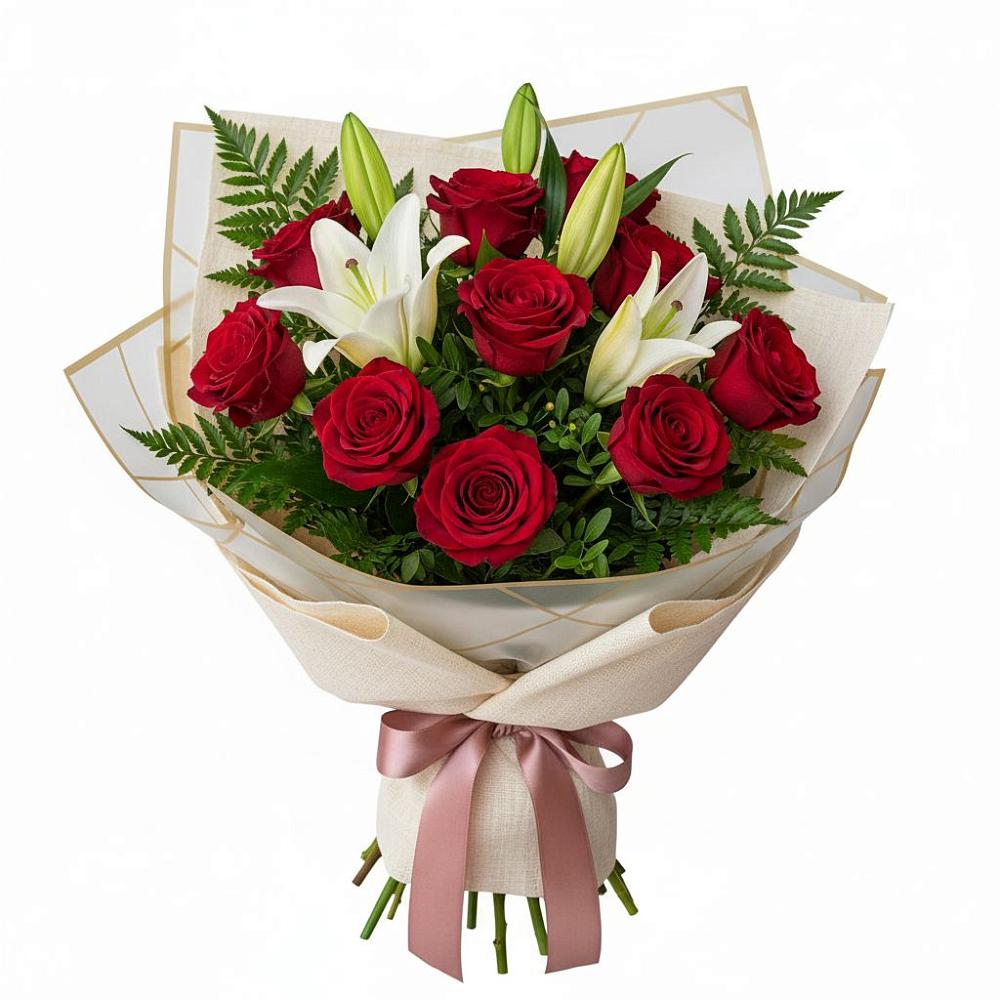 Букет цветов из: Лилии и Розы в Костерево