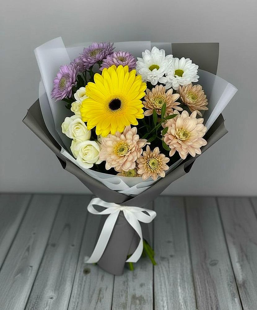 Букет цветов из: Розы, Герберы и Хризантемы в Костерево