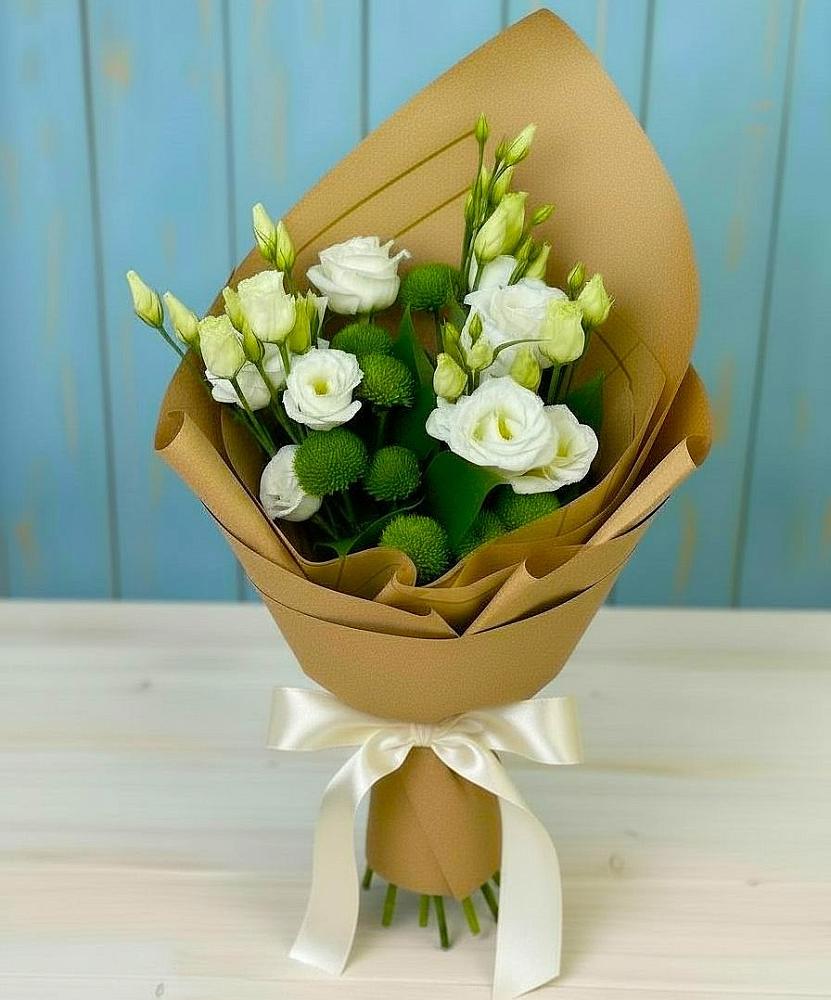 Букет цветов из: Хризантемы и Лизиантусы в Костерево