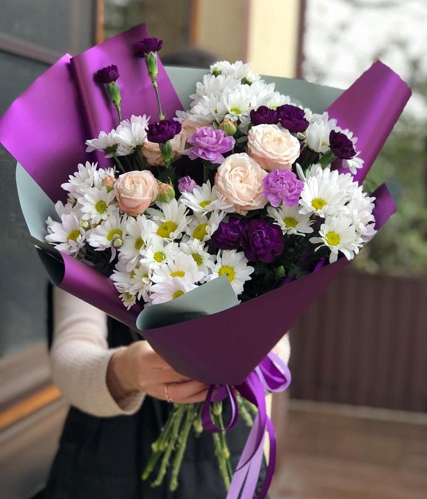 Букет цветов из: Хризантемы, Гвоздики и Розы в Костерево