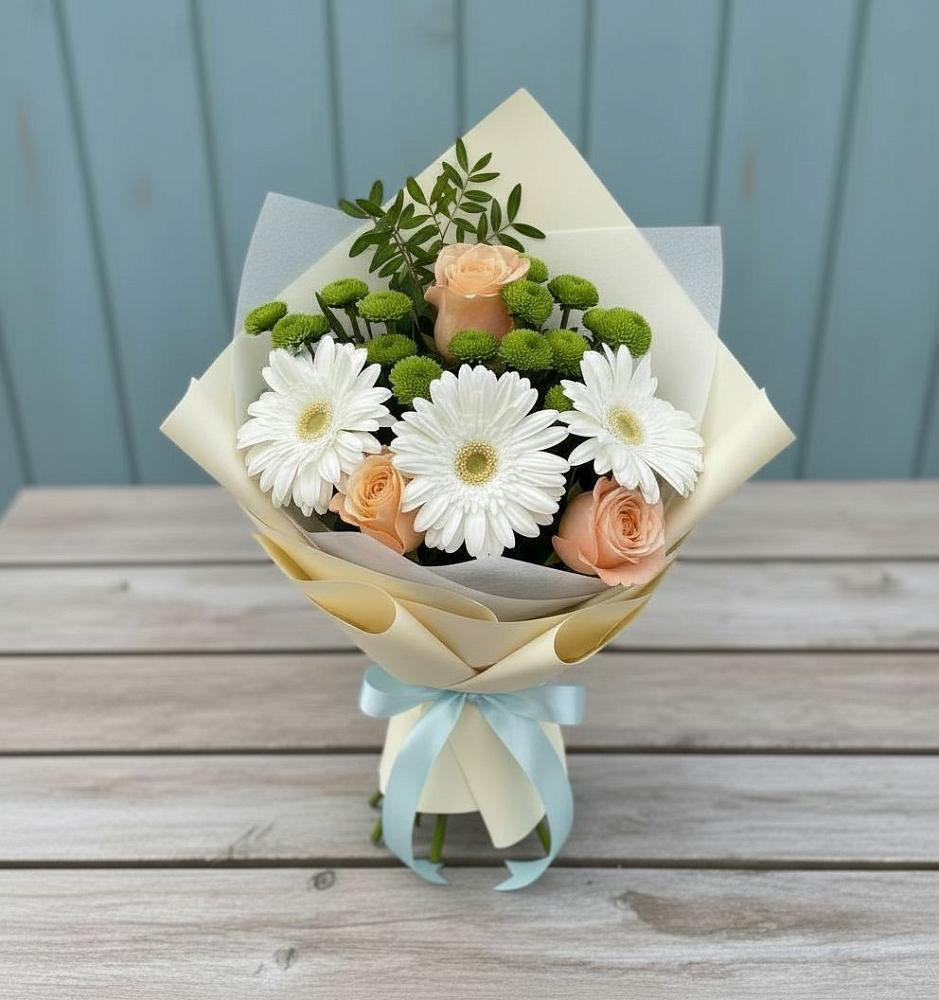 Букет цветов из: Герберы, Розы и Хризантемы в Костерево