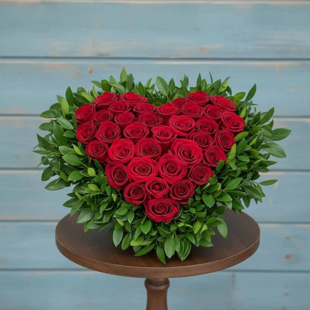 Цветочная композиция из Розы в виде сердца в Костерево