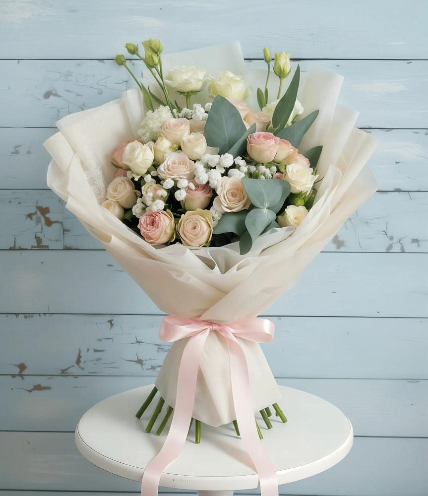 Букет цветов из: Розы и Лизиантусы в Костерево