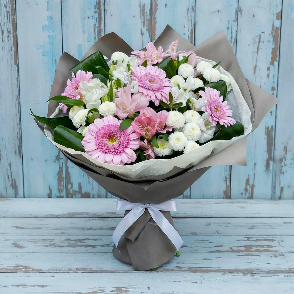 Букет цветов из: Герберы, Альстромерии и Хризантемы в Костерево