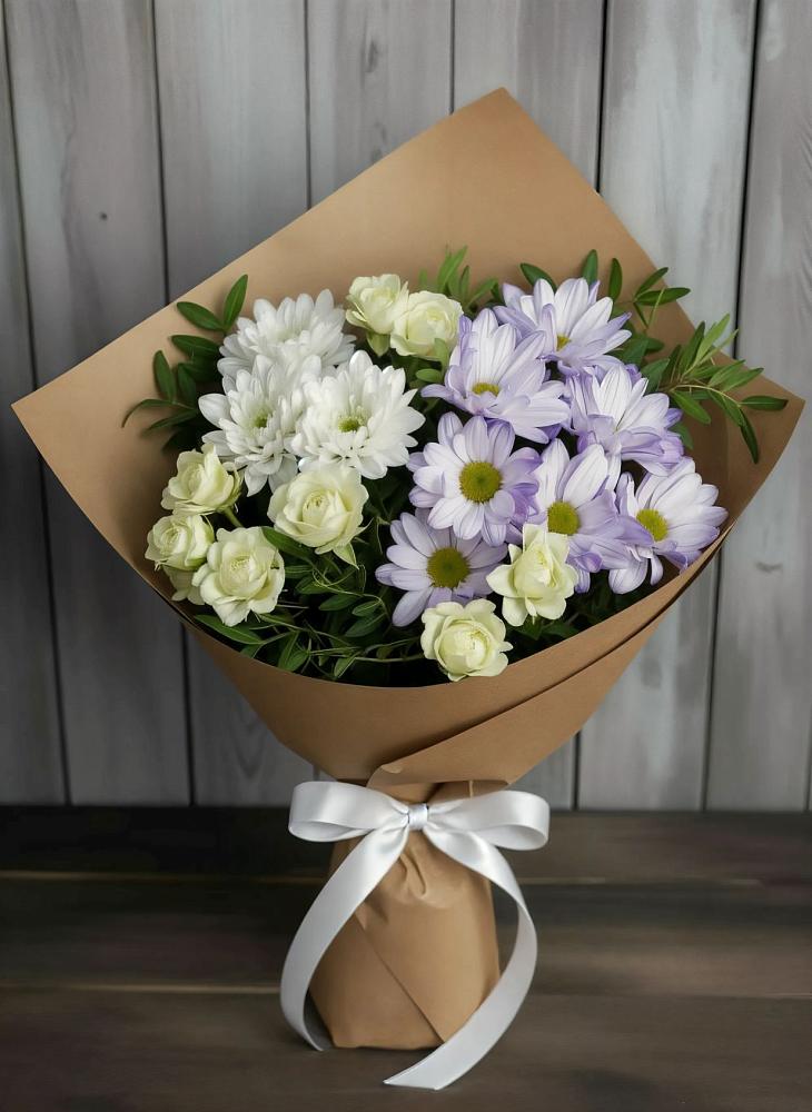 Букет цветов из: Хризантемы и Розы в Костерево