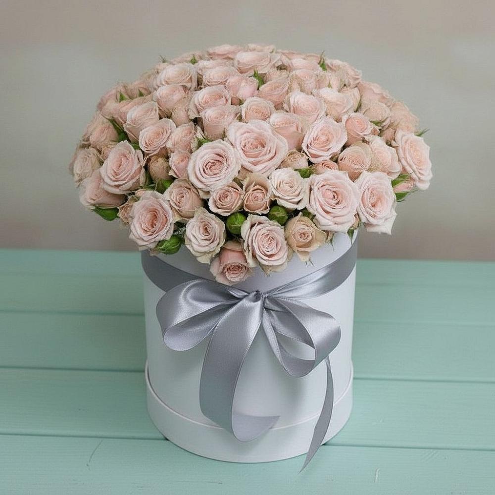 Цветочная композиция из Розы в шляпной коробке в Костерево