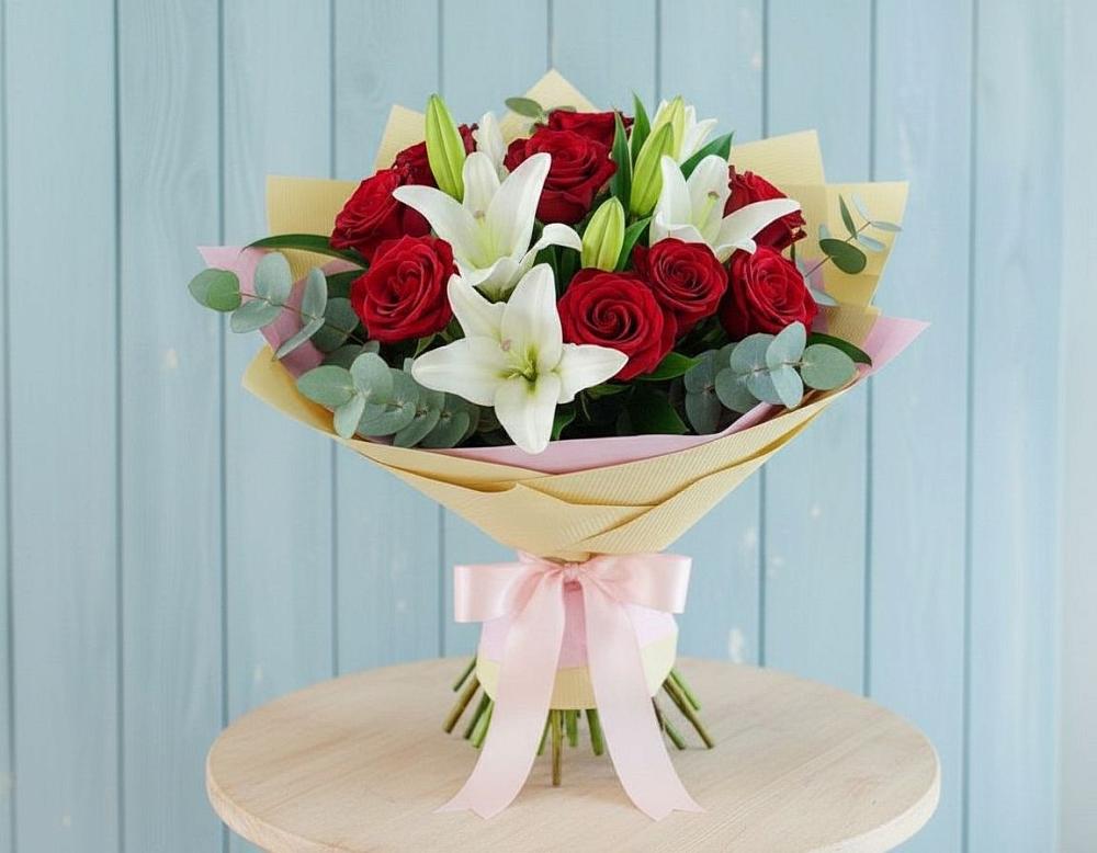 Букет цветов из: Лилии и Розы в Костерево